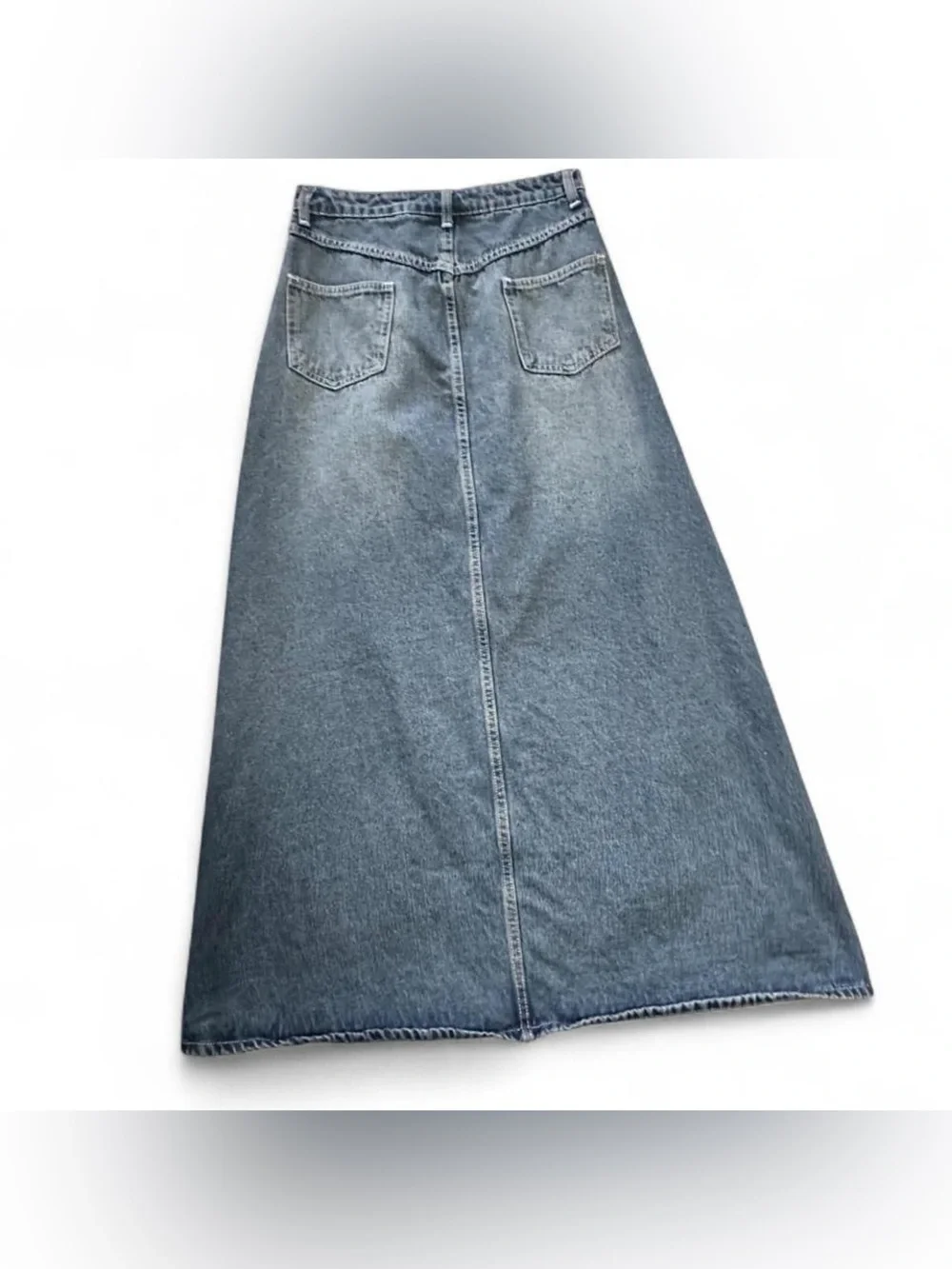 Cider A-Line Faded Denim Maxi Skirt